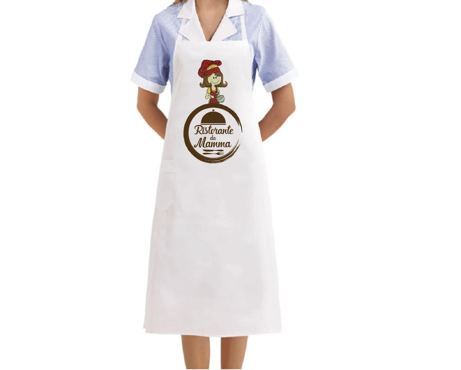 Grembiule bianco da cucina «Ristorante da mamma»