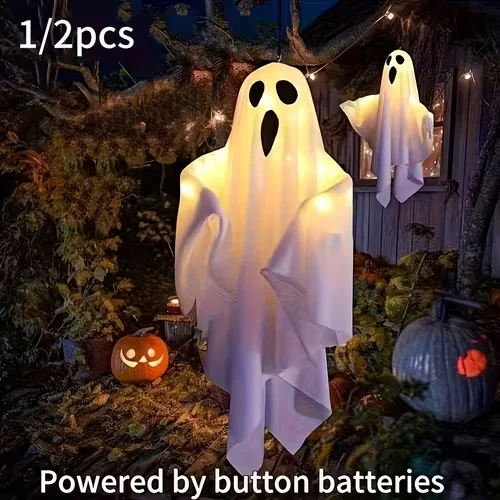 Luci LED a fantasma Halloween a batterie a bottone