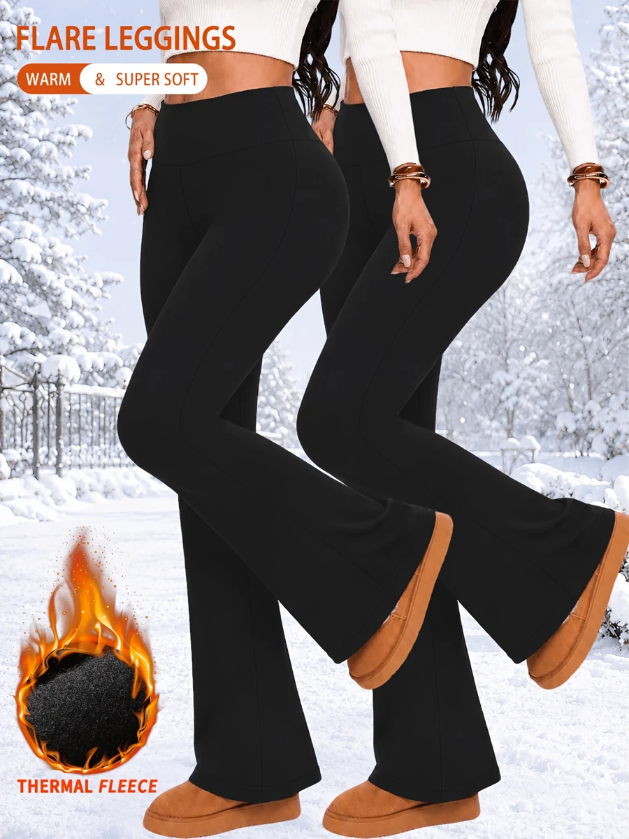 Pantaloni termici donna a zampa, set da 2 pezzi