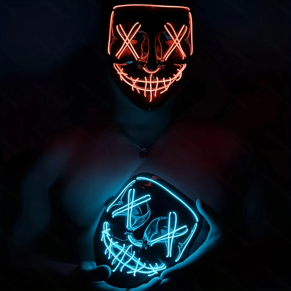 Maschera LED Halloween luminosa a batterie AA