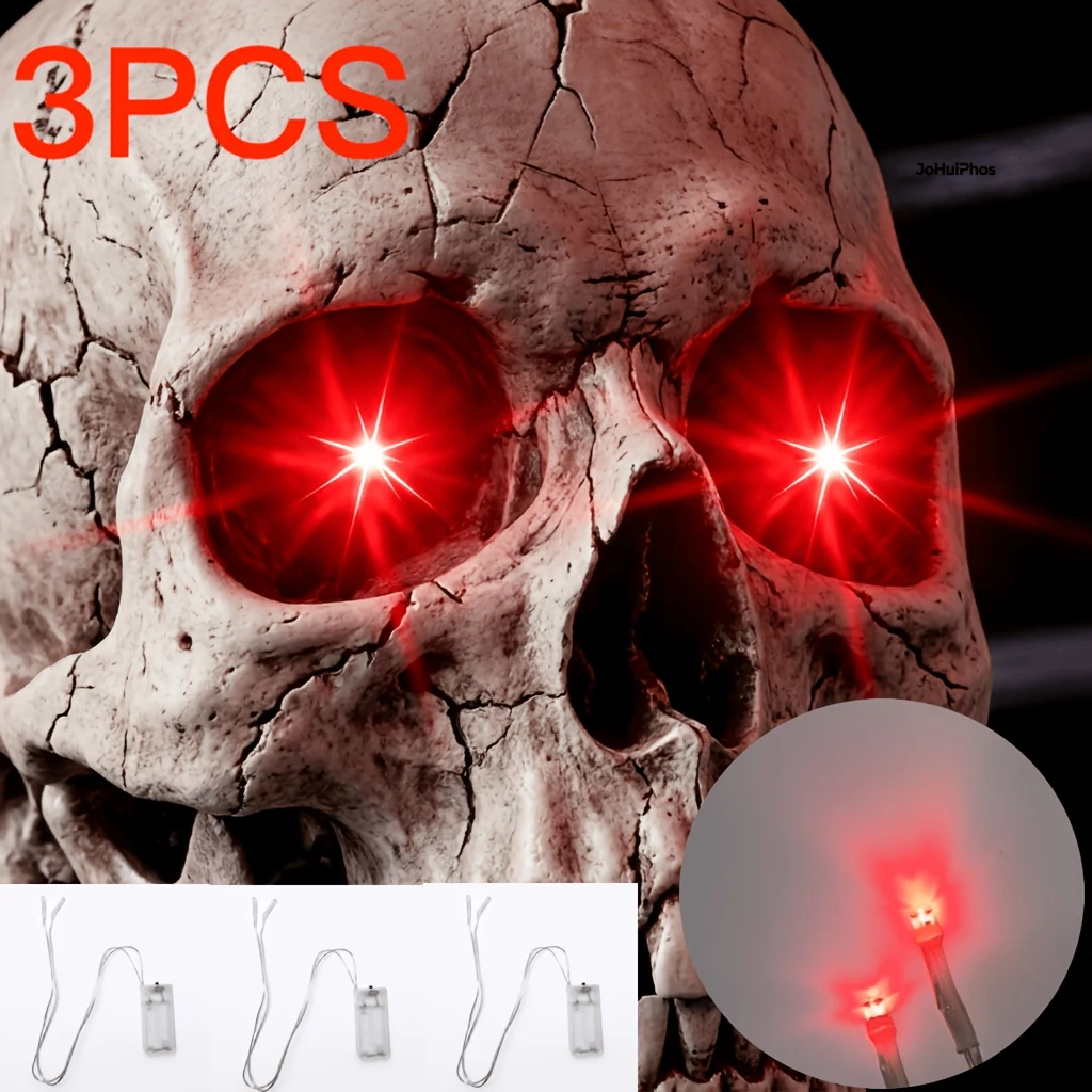 Occhi LED rossi Halloween, 3 decorazioni da 50 cm